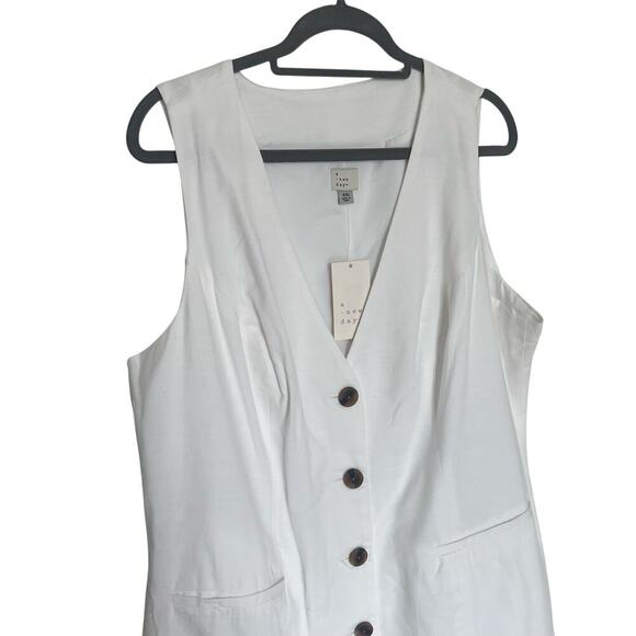 A New Day Women's Mini Cotton Blend Vest Dress White Size XXL NWT - Picture 4 of 9